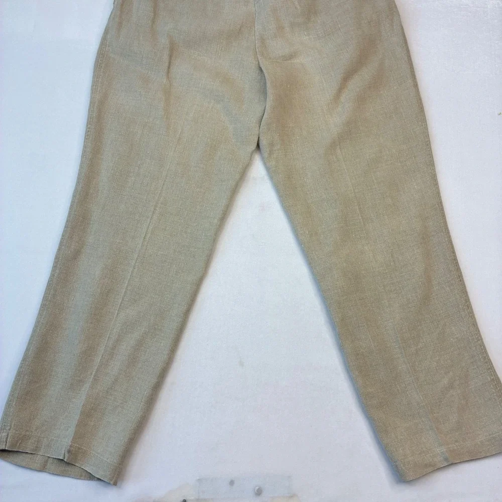 Daniel Cremieux Trousers Mens 38x32 Beige 100% Linen Pleated Straight Leg Pants